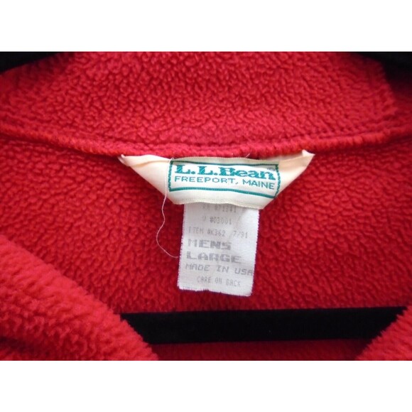 LL Bean Vintage 1991 Fleece Hoodie Mens Size L Pullover 1/2 Zip Made in USA - Picture 3 of 10